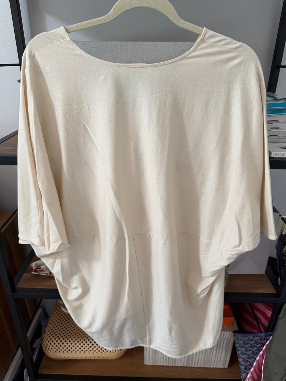 COS Cream V-Neck Relaxed Short Sleeve Tee - Picture 2 of 2